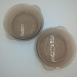 Set of 2 Pyrex Pie Plates 7” Amber Glass 1985 LTD Edition USA Bakeware Vintage